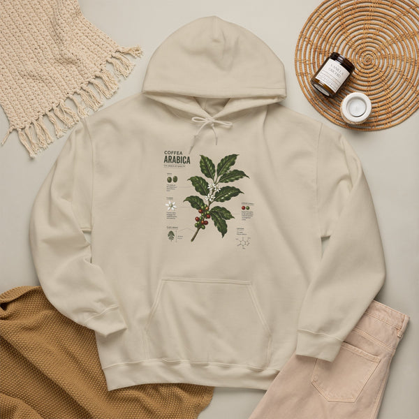 Coffee Plant Hoodie — Coffea Arabica Botanical Illustration Sweatshirt