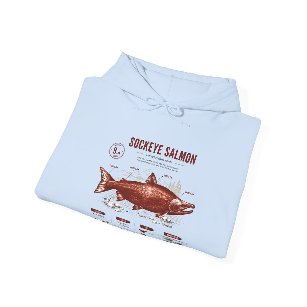 Sockeye Salmon Anatomy Hoodie — Fishing Chart Graphic Sweatshirt