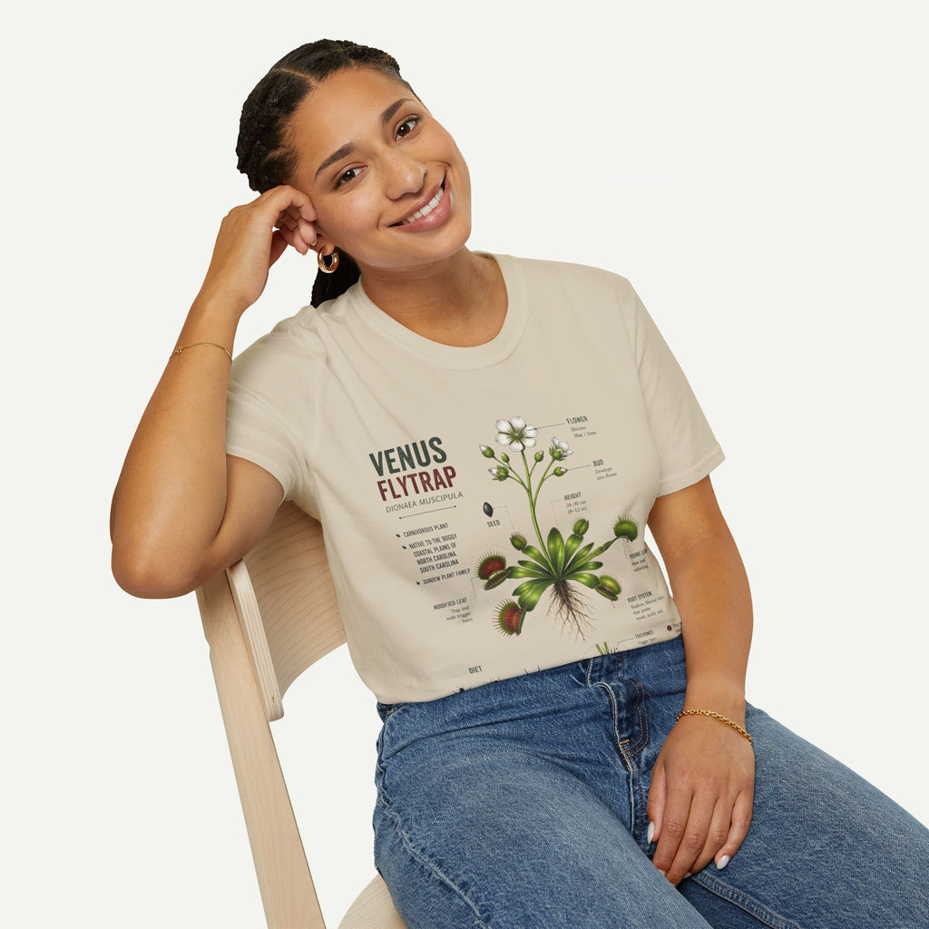Venus Flytrap Anatomy Botanical T-Shirt – Illustrated Plant Diagram Tee