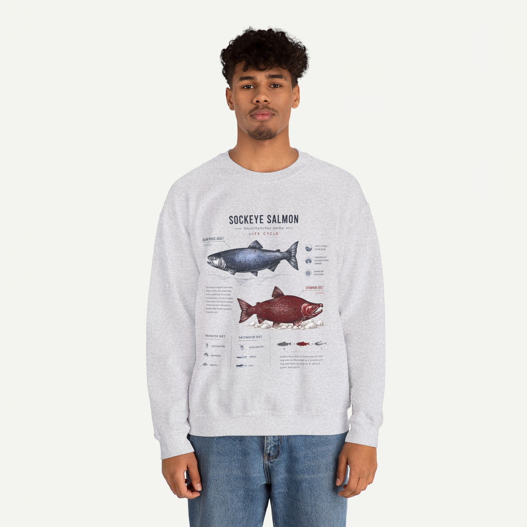 Sockeye Salmon Anatomy Sweatshirt — Fish Anatomy Graphic Crewneck