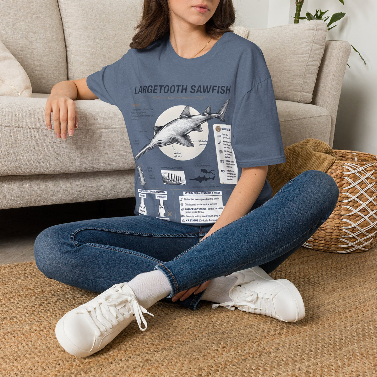 Largetooth Sawfish Anatomy T-Shirt — Marine Biology Graphic Tee