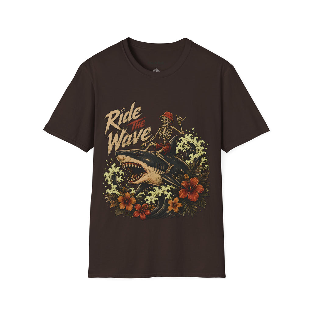 Ride The Wave Surf Skeleton T-Shirt — Vintage Beach Skull Tee
