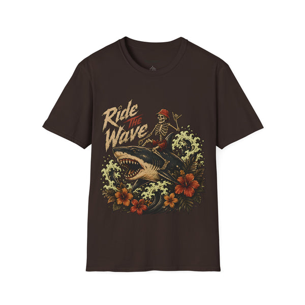 Ride The Wave Surf Skeleton T-Shirt — Vintage Beach Skull Tee