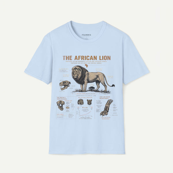 African Lion Anatomy T-Shirt — Vintage Wildlife Illustration Tee
