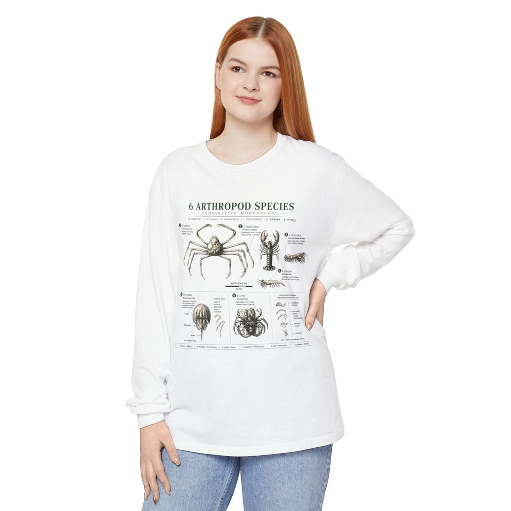 Arthropod Species Chart Long Sleeve Tee — Vintage Scientific Insect Diagram Shirt