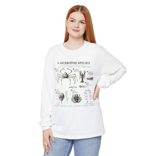 Arthropod Species Chart Long Sleeve Tee — Vintage Scientific Insect Diagram Shirt