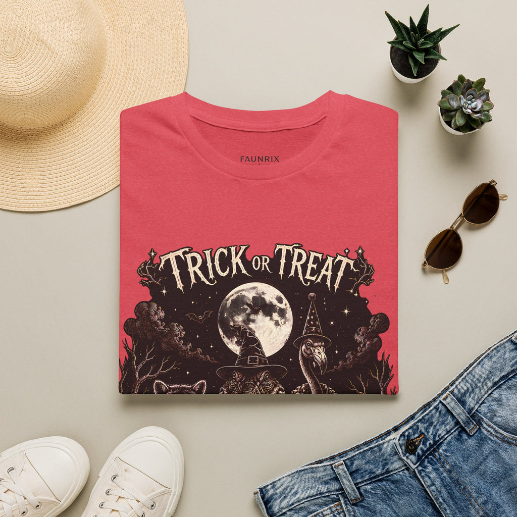 Halloween 'Trick or Treat' T-Shirt — Spooky Moon & Creatures Graphic