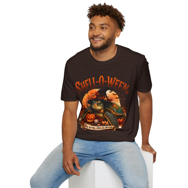 Shell-O-Ween T-Shirt — Spooky Pumpkin Witch Halloween Tee