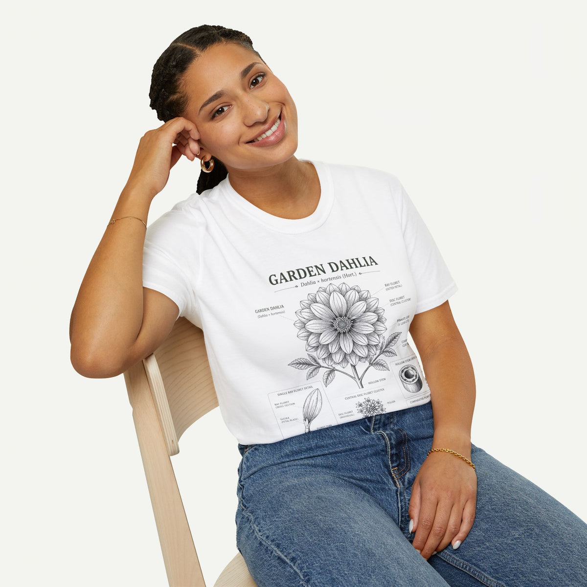 Dahlia Botanical Tee — 'Garden Dahlia' Floral Anatomy T-Shirt