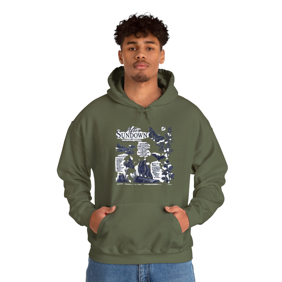 Sunset Foxes Hoodie — "After Sundown" Nature Graphic Pullover