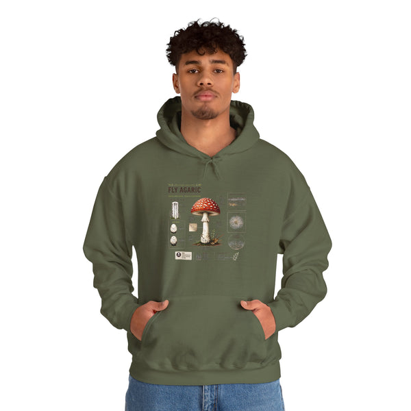Fly Agaric Mushroom Hoodie – Vintage Mycology Diagram Sweatshirt
