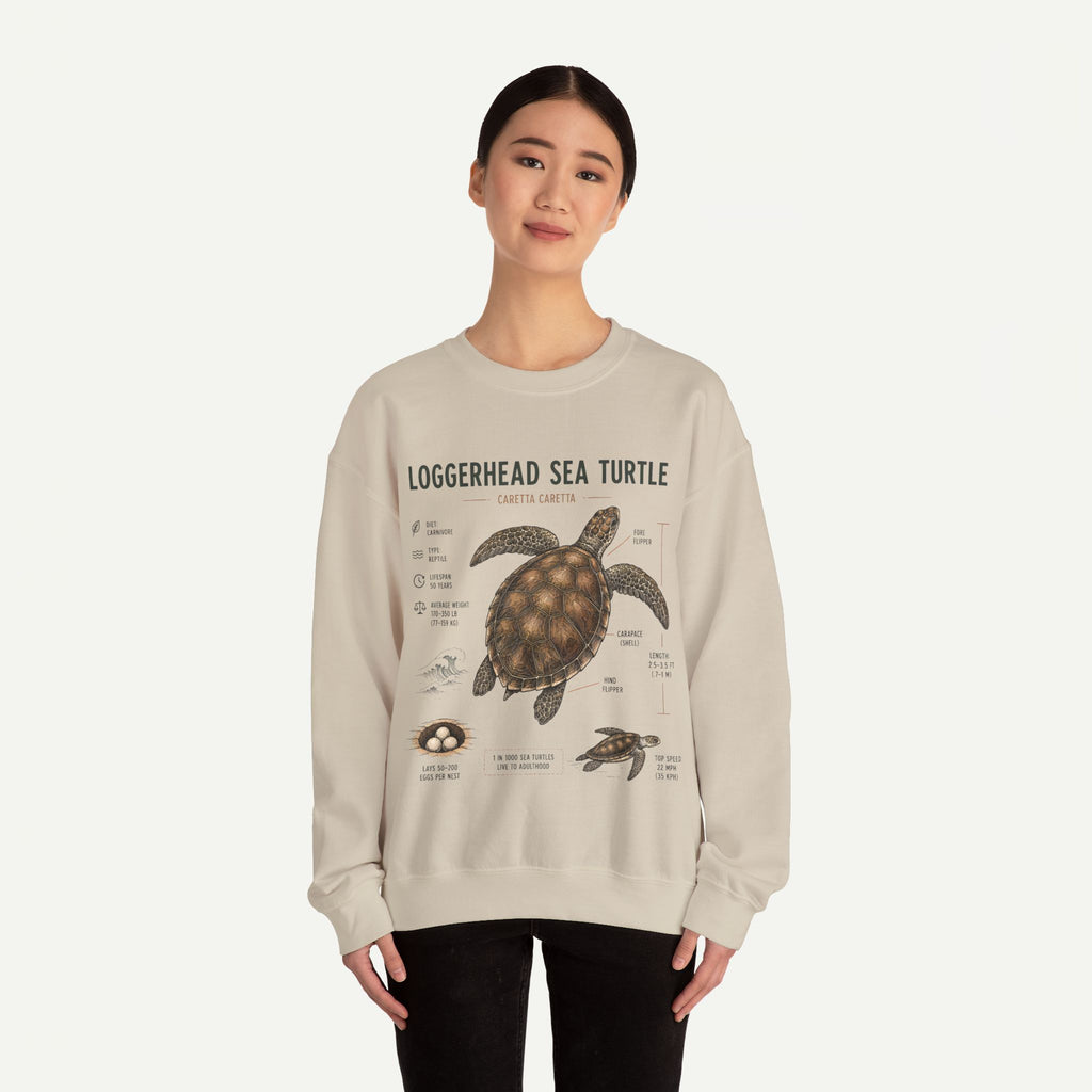 Loggerhead Sea Turtle Anatomy Sweatshirt — Marine Life Educational Crewneck