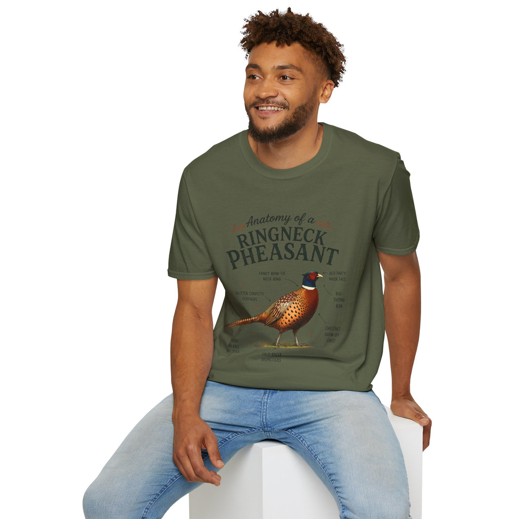 Ringneck Pheasant Anatomy T-Shirt — Illustrated Bird Diagram Tee