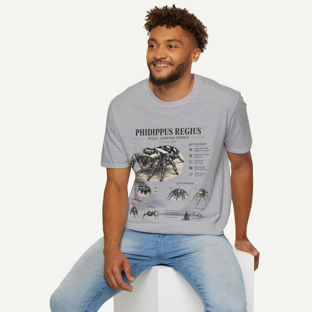 Phidippus Regius Jumping Spider Anatomy T-Shirt — Educational Arachnid Tee