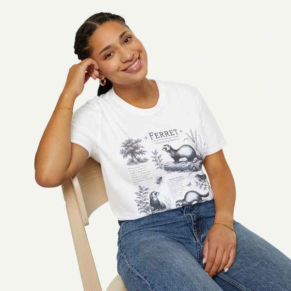Ferret Vintage Anatomy T-Shirt — Botanical Wildlife Tee
