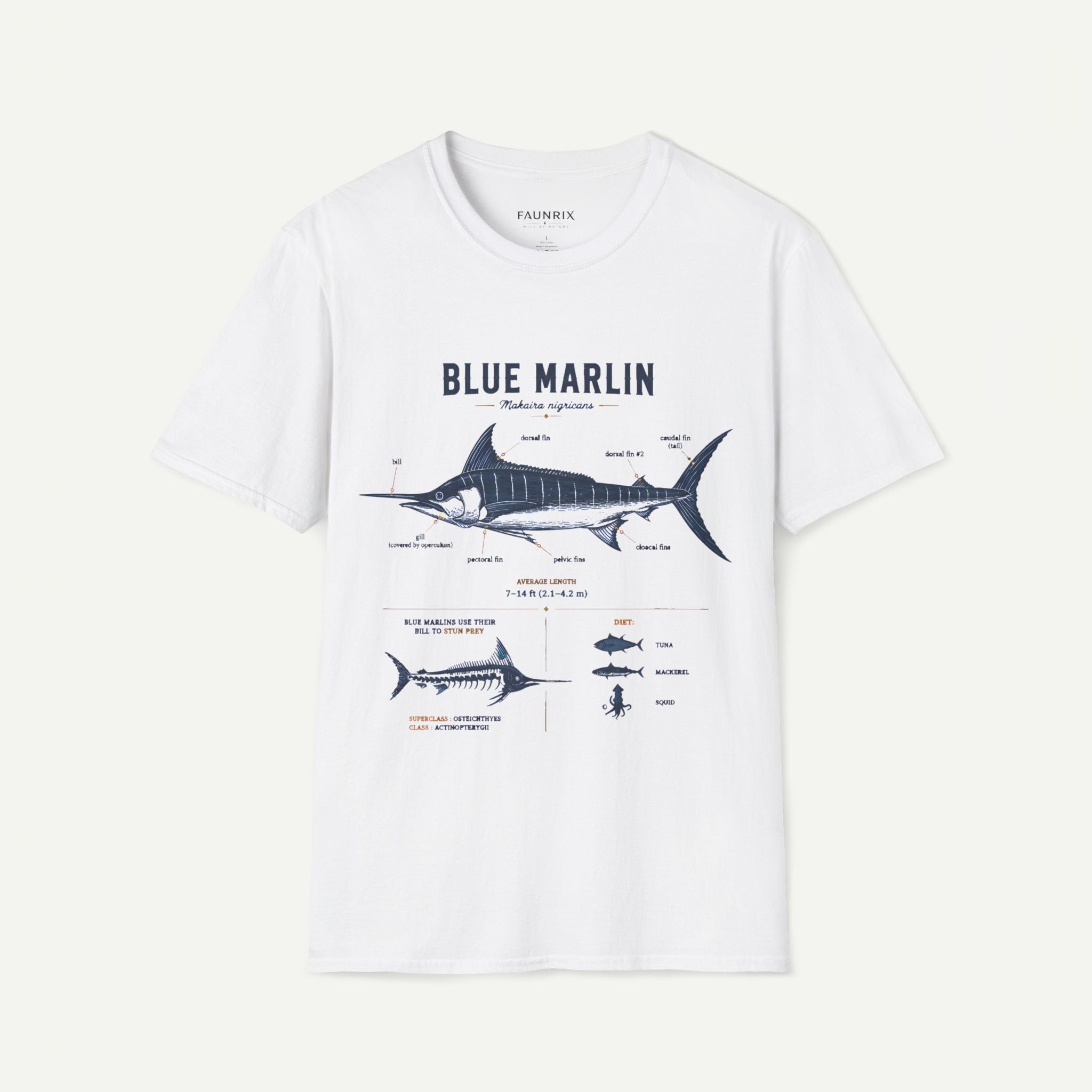 Blue Marlin Anatomy T-Shirt — Vintage Marine Fish Illustration Tee Secondary image