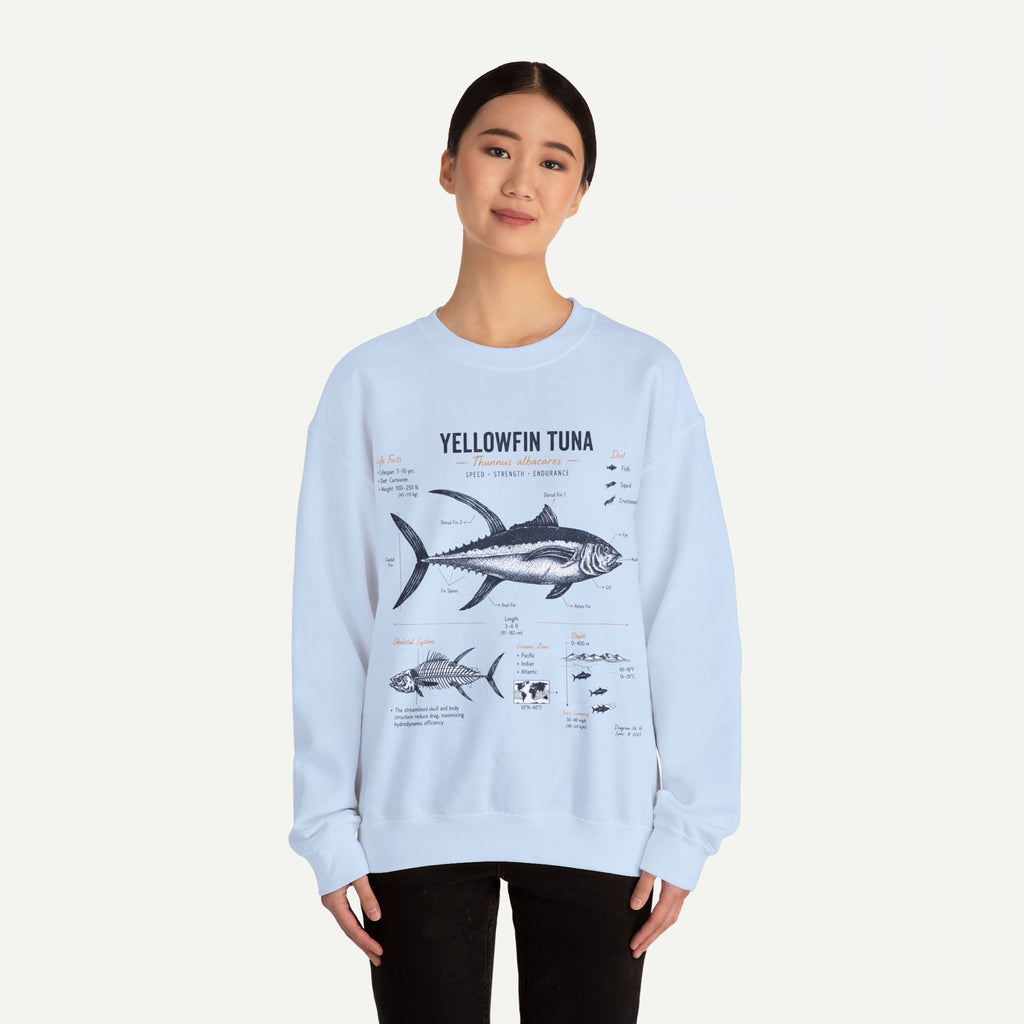 Yellowfin Tuna Anatomy Sweatshirt — Vintage Fish Illustration Crewneck