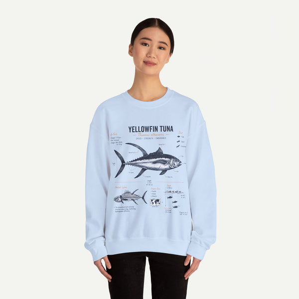 Yellowfin Tuna Anatomy Sweatshirt — Vintage Fish Illustration Crewneck