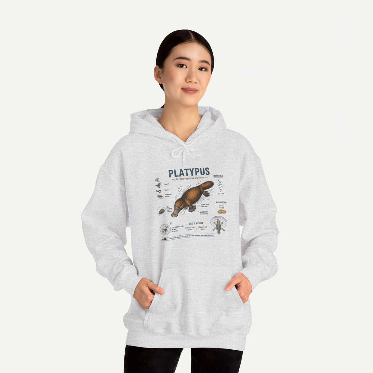 Platypus Anatomy Hoodie — Scientific Illustration Pullover for Nature Lovers