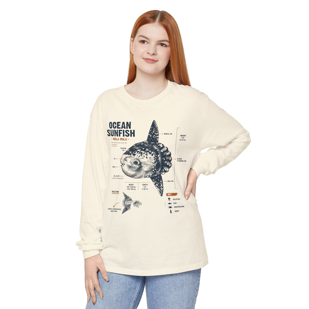 Sunfish Anatomy Long Sleeve Tee — Ocean Sunfish Diagram Shirt