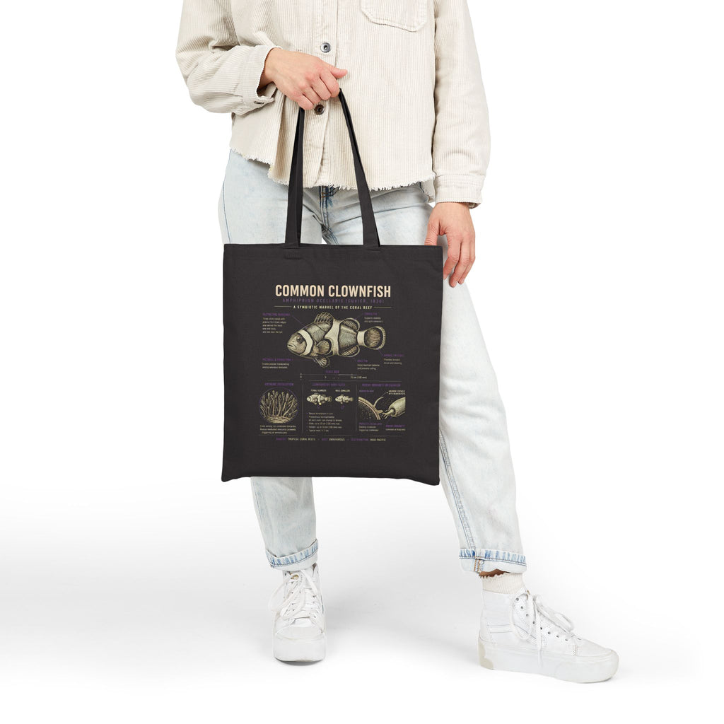 Clownfish Anatomy Canvas Tote Bag — 'Common Clownfish' Marine Biology Illustration