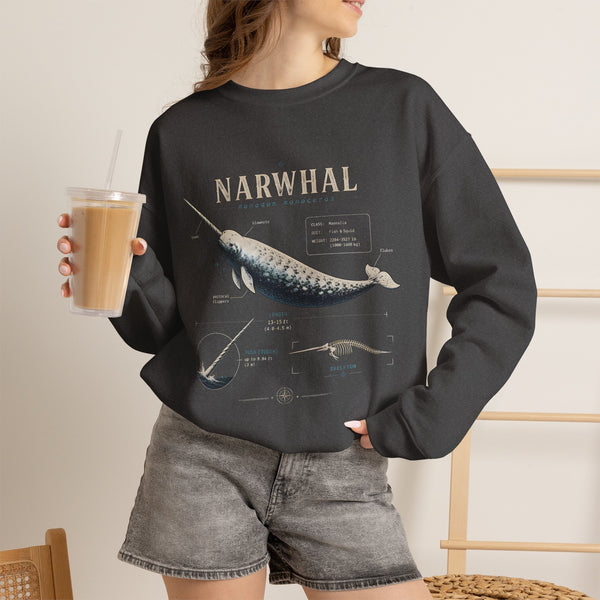 Narwhal Crewneck Sweatshirt - Vintage Sea Mammal Graphic