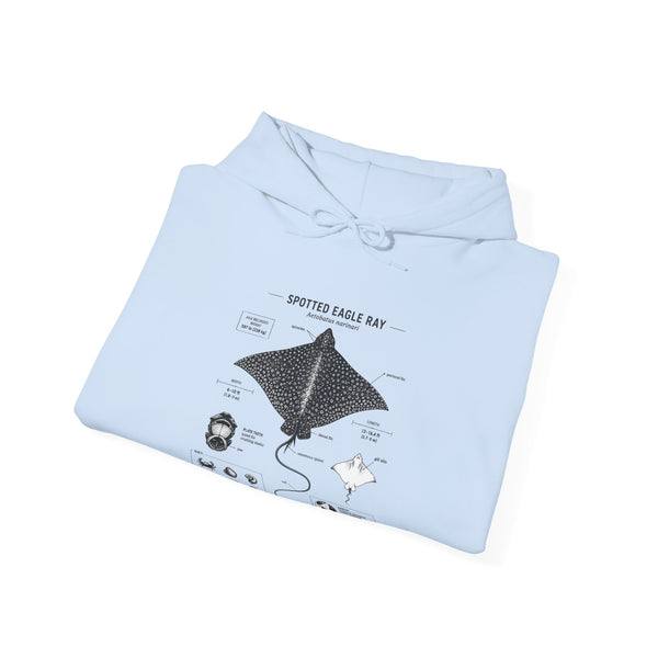 Manta Ray Anatomy Hoodie – Spotted Eagle Ray Diagram Sweatshirt