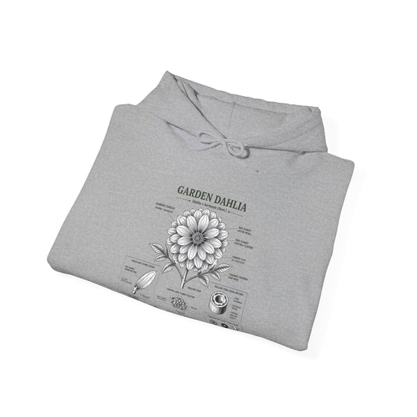 Dahlia Botanical Hoodie — Vintage Garden Diagram Sweatshirt