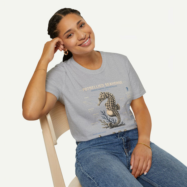Seahorse Anatomy T-Shirt — Vintage Potbellied Seahorse Illustration