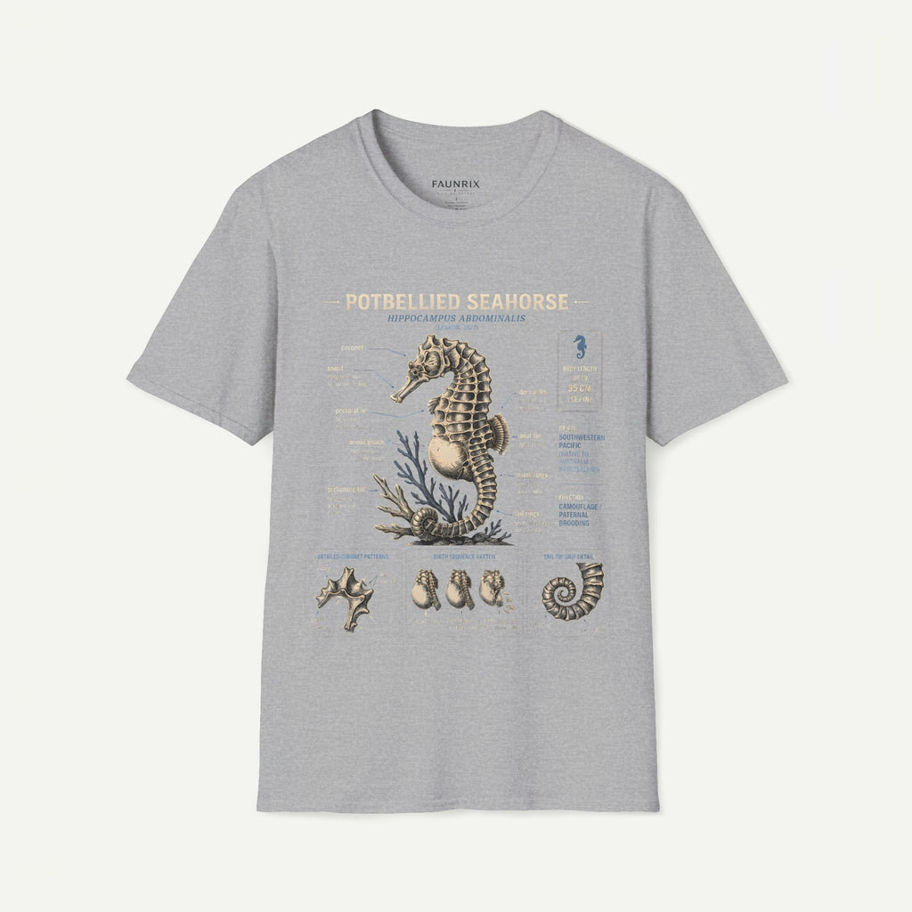 Seahorse Anatomy T-Shirt — Vintage Potbellied Seahorse Illustration