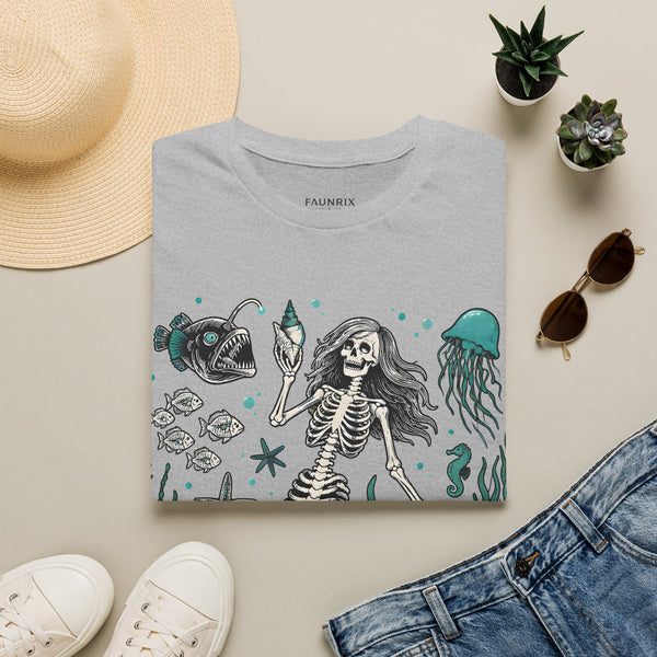 Mermaid Skeleton Tee — Gothic Sea Creature Graphic T-Shirt