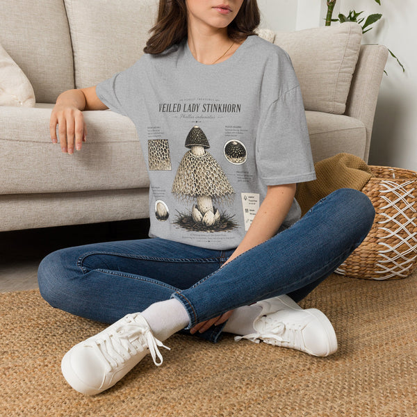 Veiled Lady Stinkhorn Mushroom Tee — Botanical Mycology Anatomy T-Shirt