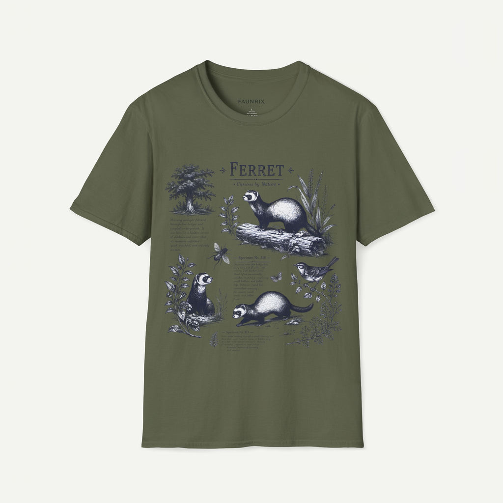 Ferret Vintage Anatomy T-Shirt — Botanical Wildlife Tee