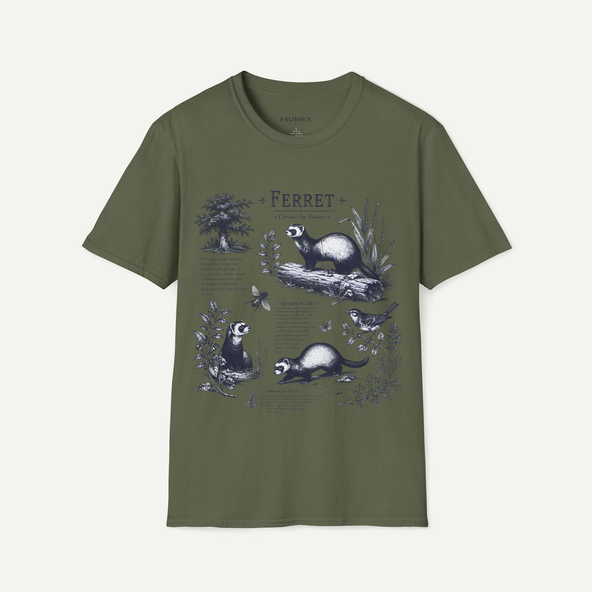 Ferret Vintage Anatomy T-Shirt — Botanical Wildlife Tee