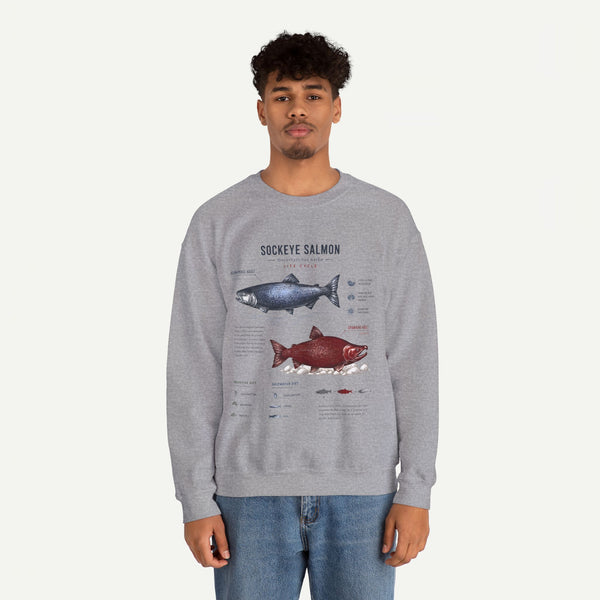 Sockeye Salmon Anatomy Sweatshirt — Fish Anatomy Graphic Crewneck