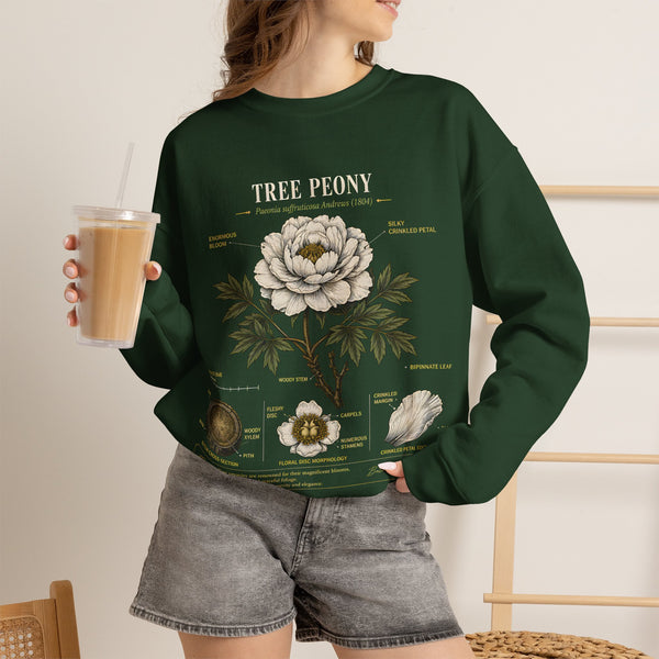 Tree Peony Botanical Sweatshirt — Vintage Flower Anatomy Crewneck