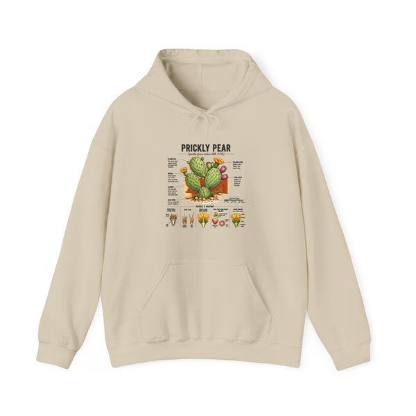 Prickly Pear Botanical Hoodie – Cactus Anatomy Illustrated Sweatshirt