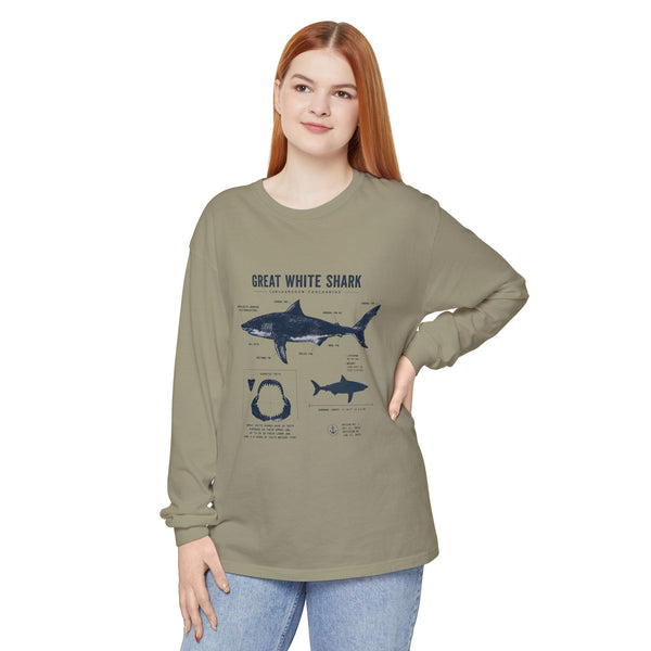 Great White Shark Anatomy Long Sleeve Tee