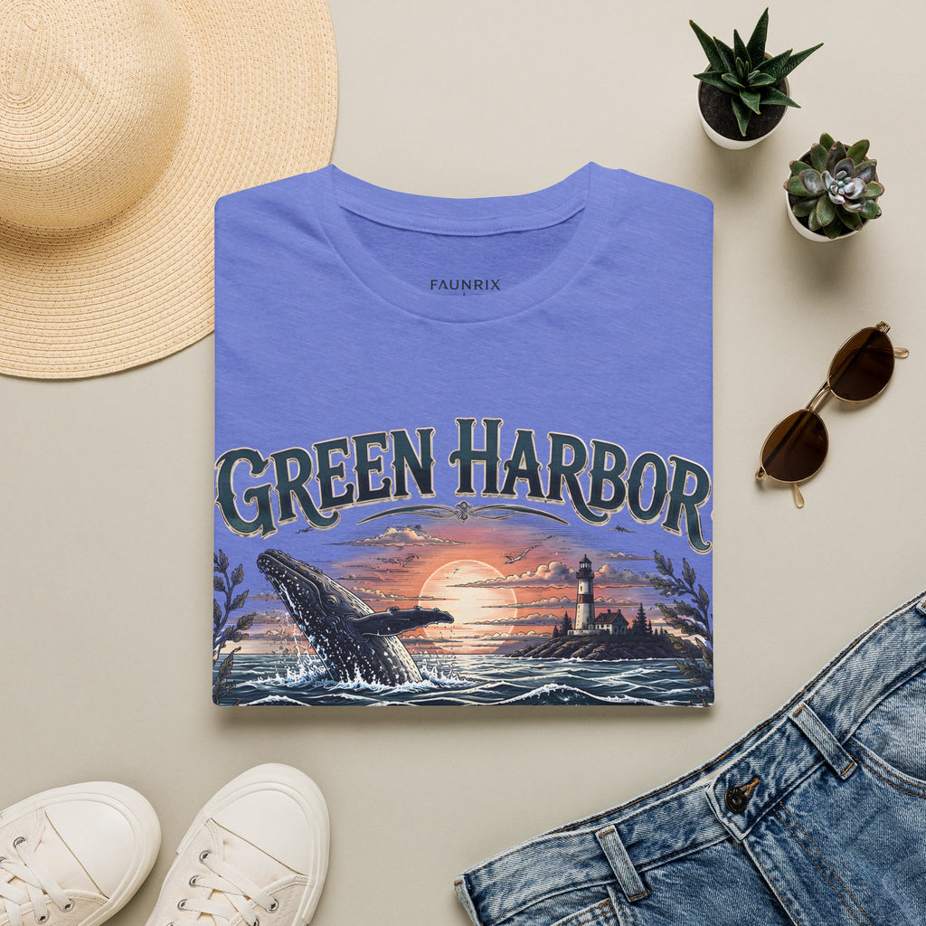 Green Harbor Sunset Whale T-Shirt