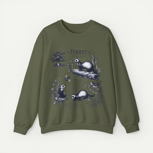 Ferret Anatomy Crewneck Sweatshirt — Vintage Wildlife Graphic