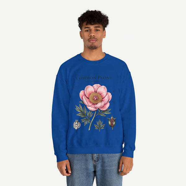 Peony Botanical Sweatshirt — "Common Peony" Floral Crewneck