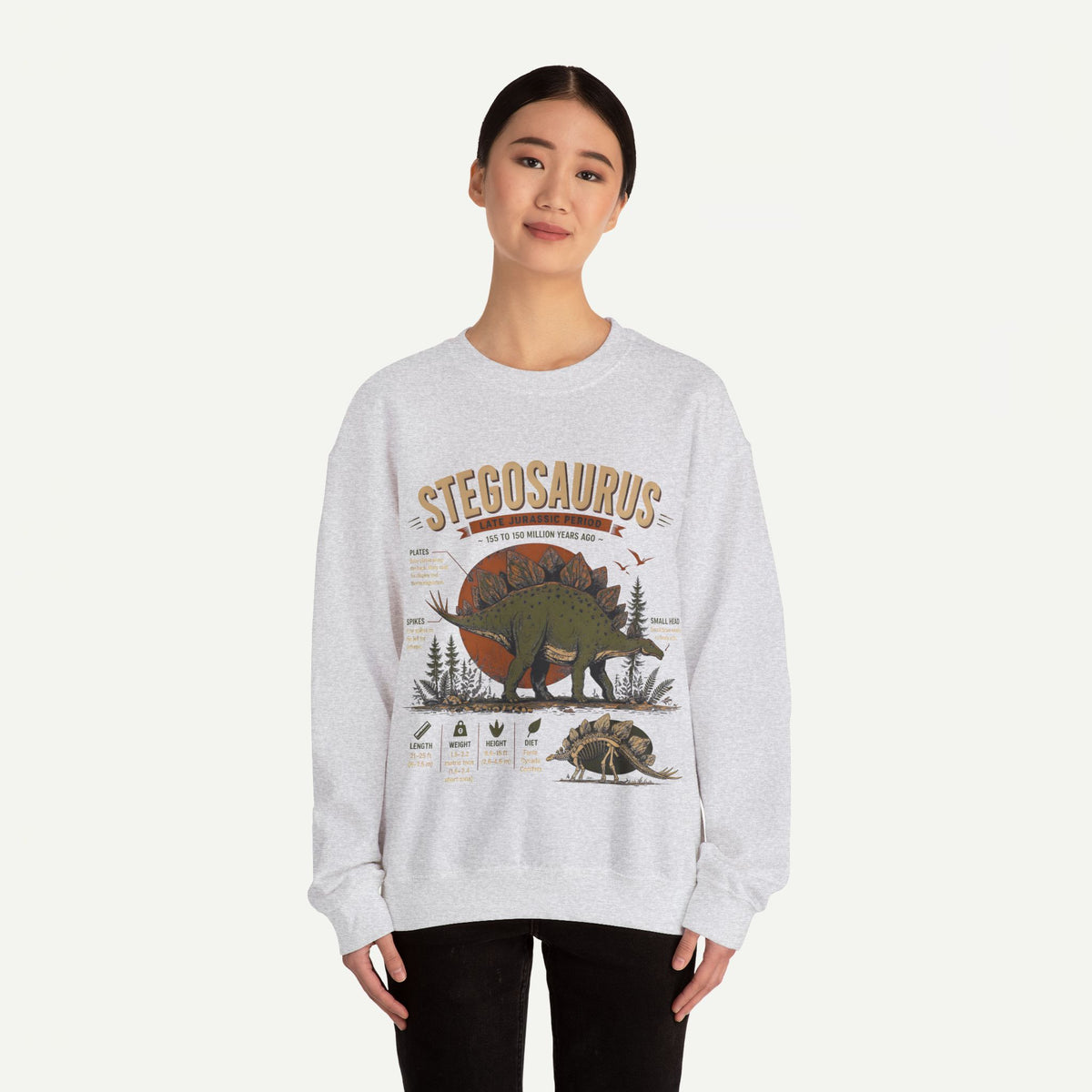 Stegosaurus Anatomy Sweatshirt — Vintage Dino Field Guide Graphic