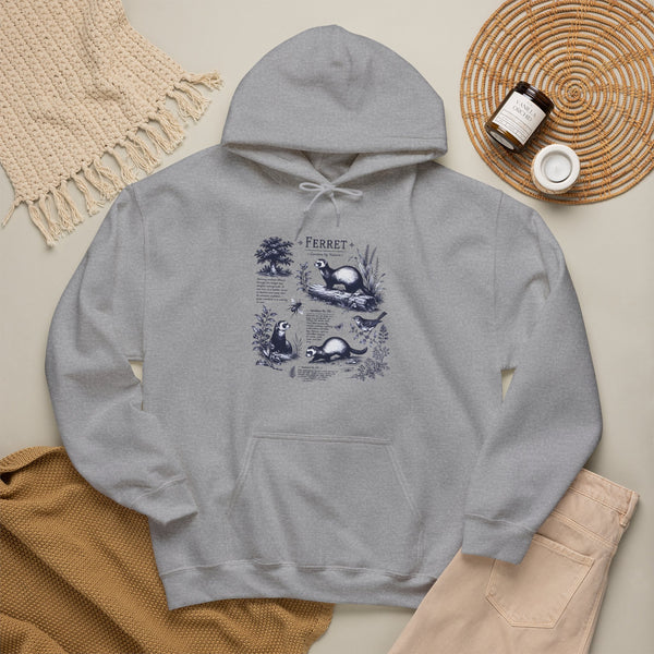 Ferret Vintage Illustration Hoodie — Retro Wildlife Graphic Sweatshirt