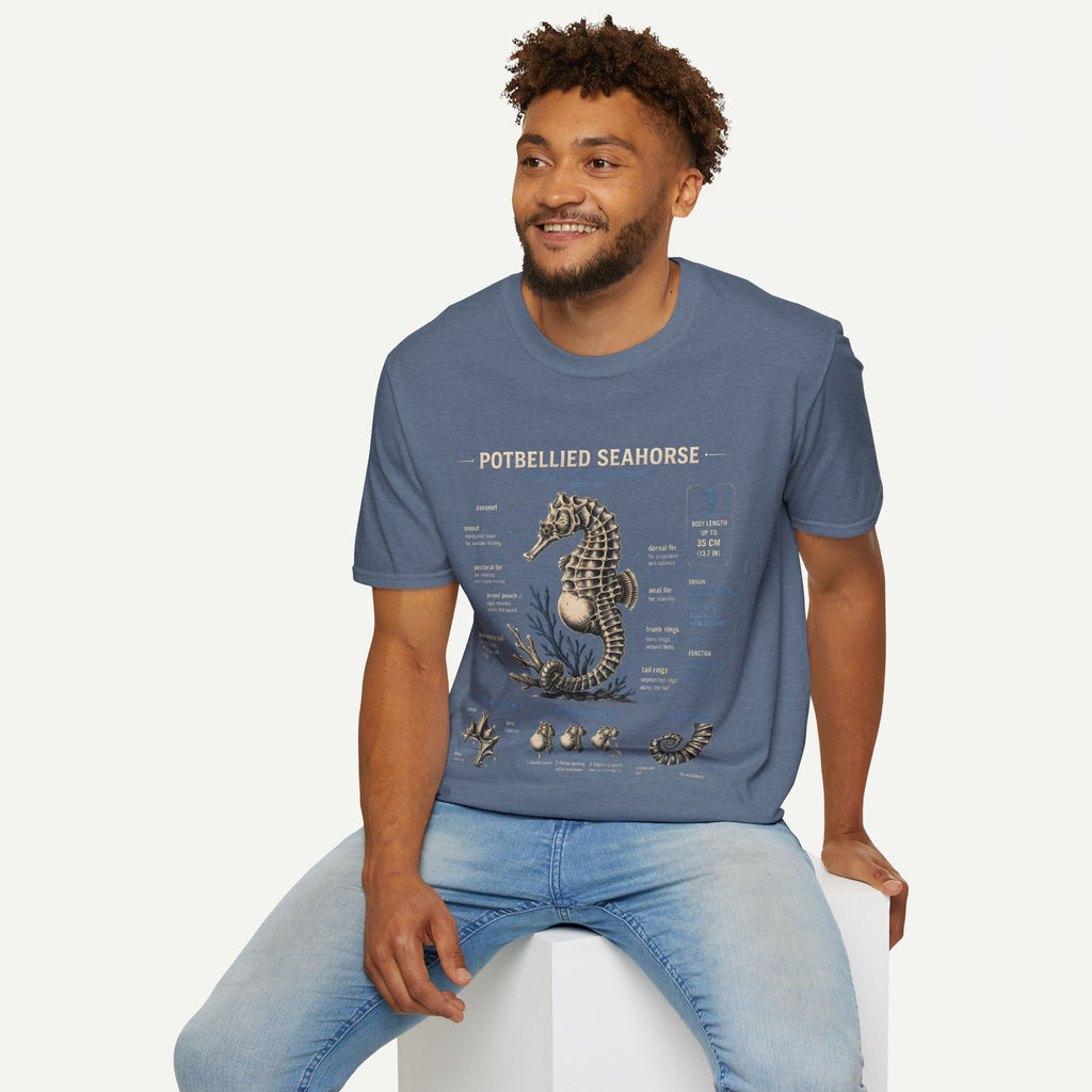 Seahorse Anatomy T-Shirt — Vintage Potbellied Seahorse Illustration