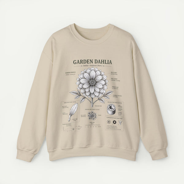 Dahlia Botanical Sweatshirt — Garden Dahlia Floral Diagram Crewneck