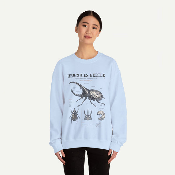 Hercules Beetle Anatomy  Crewneck Sweatshirt – Vintage Entomology Graphic