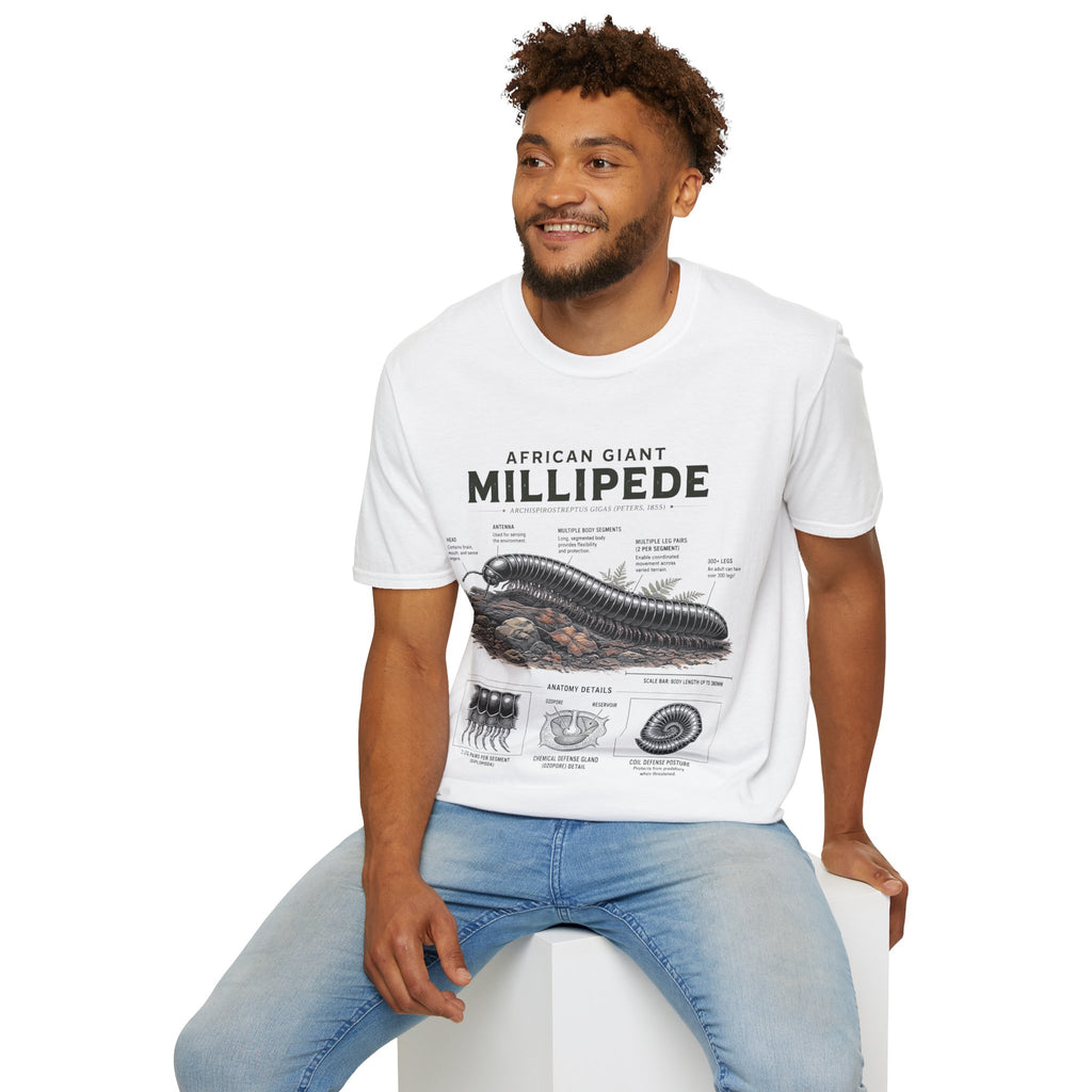 Millipede Anatomy T-Shirt — 'African Giant Millipede' Scientific Graphic Tee