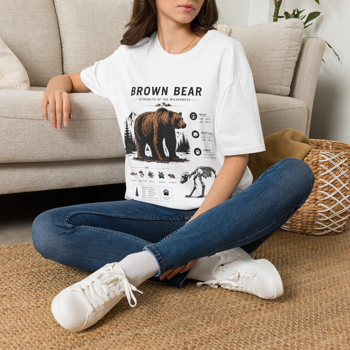 Brown Bear Anatomy Graphic T-Shirt — Wildlife Illustration Tee