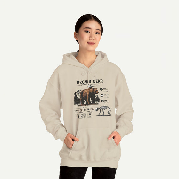 Brown Bear Anatomy Hoodie — Vintage Wildlife Graphic Sweatshirt
