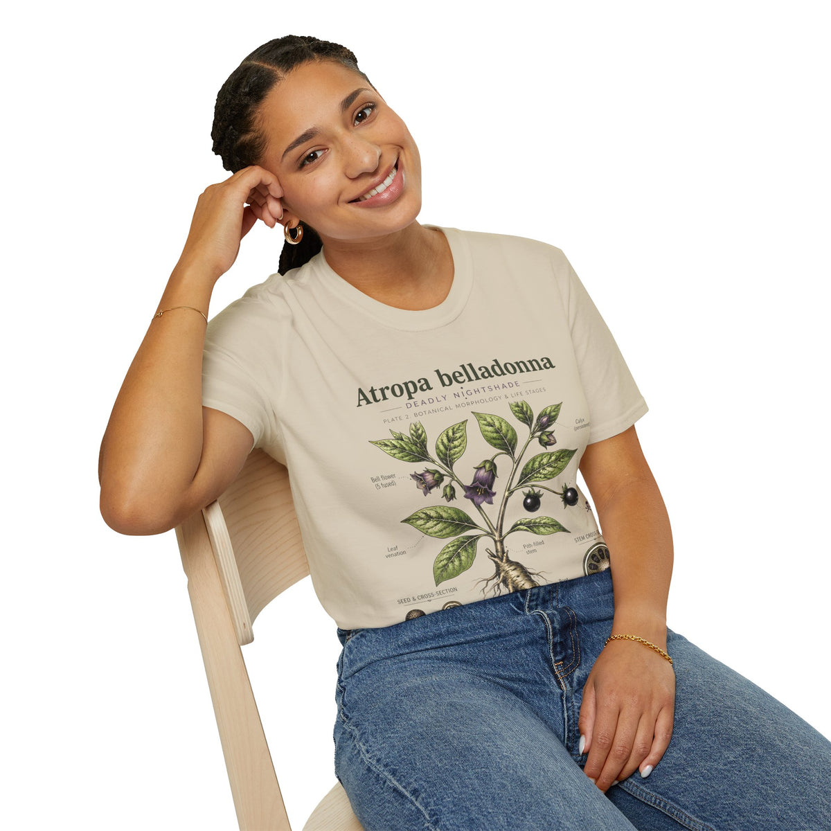 Atropa belladonna Botanical Anatomy T-Shirt — Vintage Deadly Nightshade Illustration